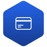 Hexagonal icon with a credit card, representing the Buy phase of product-led growth